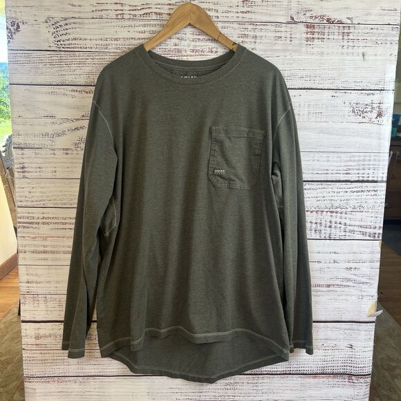 Ariat Rebar Long Sleeve Tee XL Green Flag - Picture 2 of 9